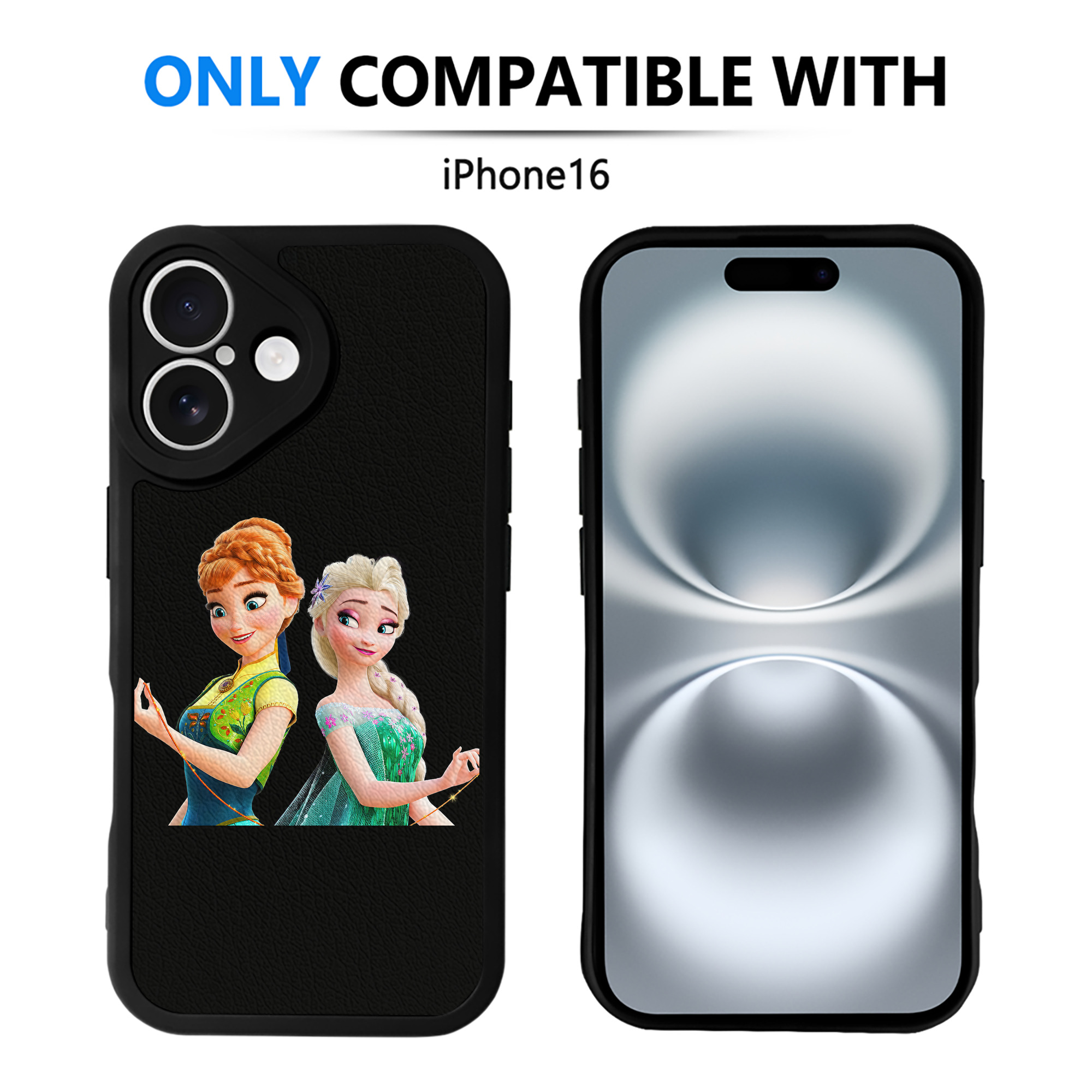 （画像用） アナと雪の女王 アンナ エルサ Frozen Anna Elsa 【iPhone 16シリーズ対応】シリコンスマホケース（レザー調） 材質：シリコン